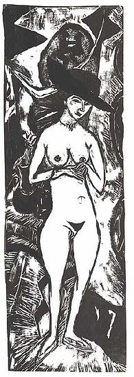 Ernst Ludwig Kirchner Female nude with black hat oil painting picture